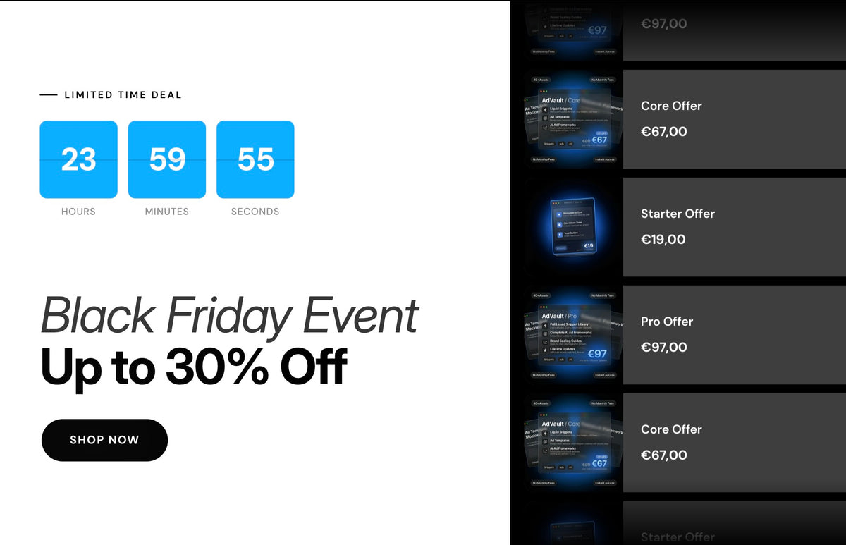 Countdown Timer + Products